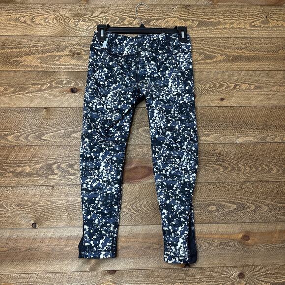 Zella Splatter Print Leggings Black/Gray Mesh Detail Pull-On Size XS - Picture 2 of 5